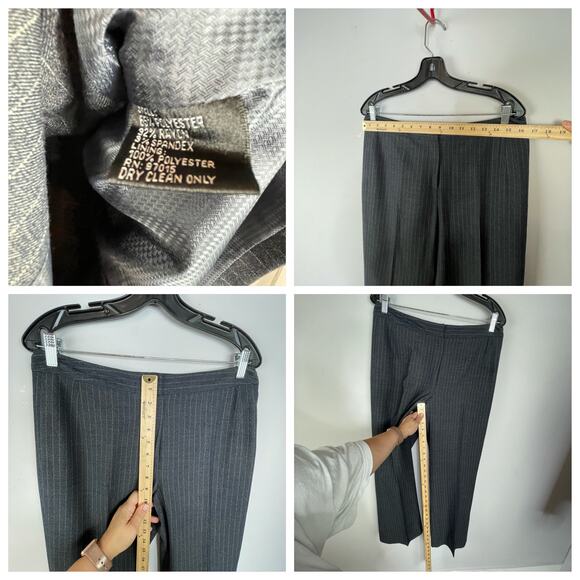 Signature by Larry Levine Gray White Stripe Blazer Pant Suit Set Size 10 - Picture 9 of 10